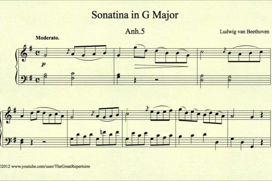 Catastrophic Rally definite Beethoven, Sonatina in G major, Anh 5, Moderato – ピアノTube